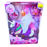 Bellina Princess Doll with White Unicorn – Magical Flying Wings & Castle Accessories for Girls 3+ – Fairy-Tale Adventure Playset